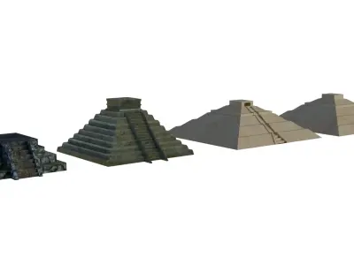 aztec pyramids low poly Low-poly 3D model