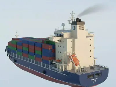 Commercial Cargo Ship  Realistic Low-Poly 3D Vessel Model Low-poly 3D model