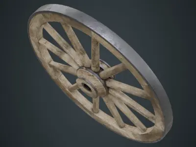 Wagon Wheel 1B Low-poly 3D model