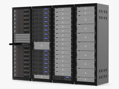 Server Rack Cabinet Array 3D model