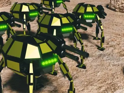 Futuristic Turtle Mech War Robot FT-49 Low-poly 3D model