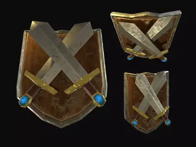 1Shield 2Swords Low-poly 3D model