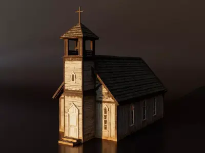 Old Wooden Church Low-poly 3D model