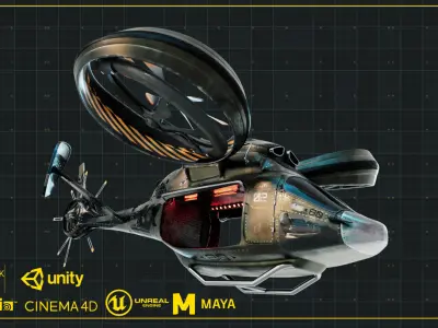 NIVA Sci Fi Helicopter Multipurpose Low-poly 3D model