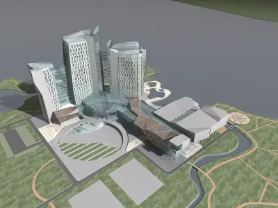 Hotel Building 3D model 12