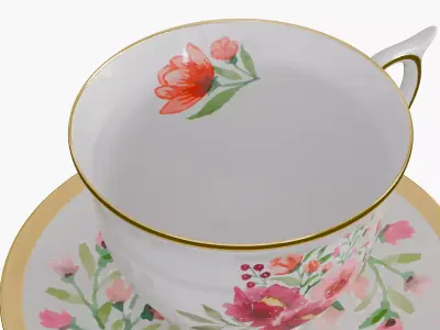 Vintage teacup Low-poly 3D model
