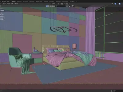 Bedroom Interior Scene Architectural Visualization Free low-poly 3D model purchase