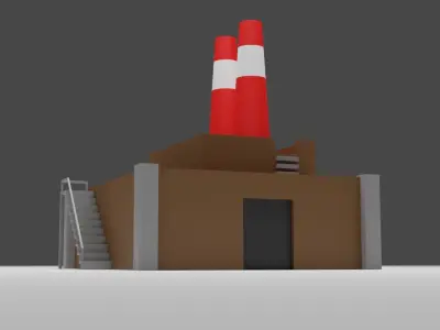 Factory with chimneys Free low-poly 3D model