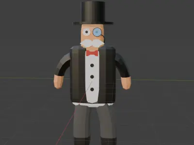 mr monopoly low poly Low-poly 3D model