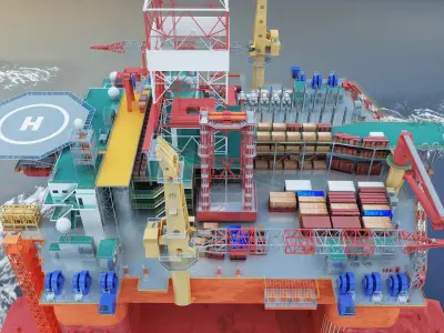 Offshore drilling platform-oil drilling 3D model buy