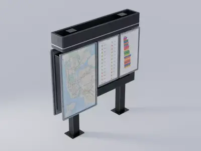 Subway Info Kiosk 4K Low-poly 3D model