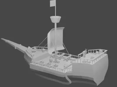 Pirate ship boat no texture blender 3D model