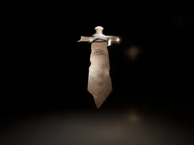 Training wooden sword Low-poly 3D model