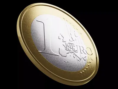 Free One Euro coin Hight Model-PBR textures Free low-poly 3D model