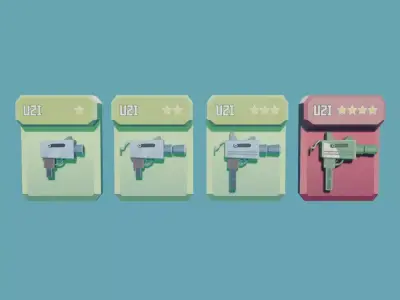 Uzi Guns Pack Stylized Low Poly Low-poly 3D model