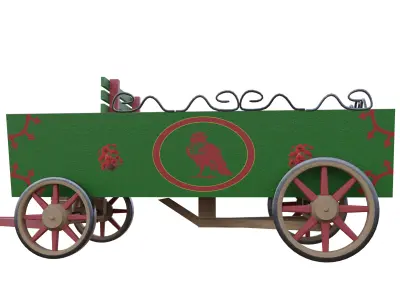Painted Cart Low-poly 3D model