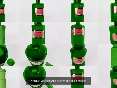 Antique Victorian Apothecary Bottles 3D Model Pack