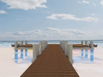 Marina for boats 3D model 3D model