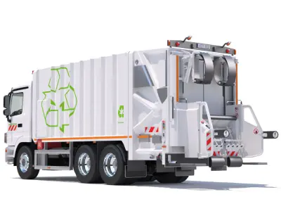 Mercedes Actros Garbage Truck with mechanisms 3D model