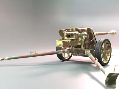 Pak 40 Anti-Tank Gun Low-poly 3D model