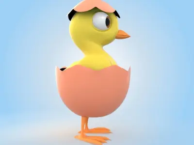 Chick With Egg 3D model