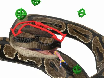 Brown Python Snake Rigged 3D Model