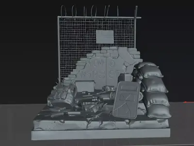 Urban Military Diorama Base STL 3D Print Display Terrain 3D print model