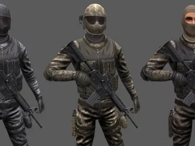 Customizable Soldier Low-poly 3D model