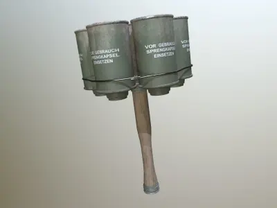 Stielhandgranate 2 pair of metal drums Free low-poly 3D model
