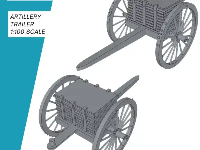 Artillerie Zugwagen mit Reinigungsstab 3D print model