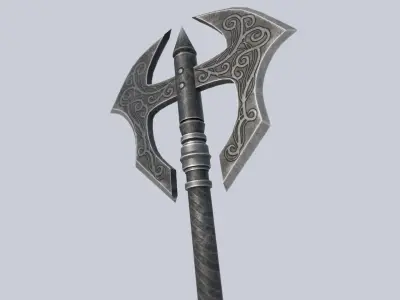 Fantasy axe Low-poly 3D model 7