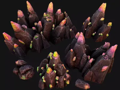 Cave Crystal Gemstone Ore Low-poly 3D model