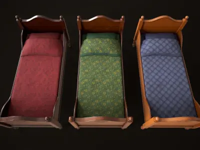 Classic vintage Single bed Low-poly 3D model