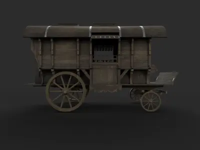 Realistic Medieval Merchant Wagon Low-poly 3D model