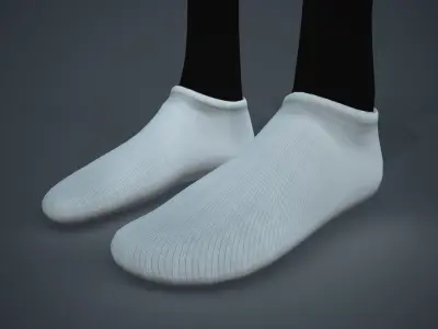 White Socks Style 2  Low-poly 3D model