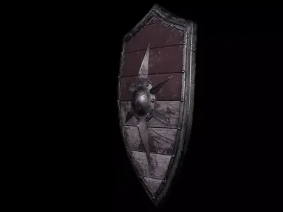 Old Shield damaged Low-poly 3D model