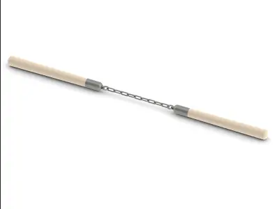 NUNCHAKU wooden stick with chain 3D print model
