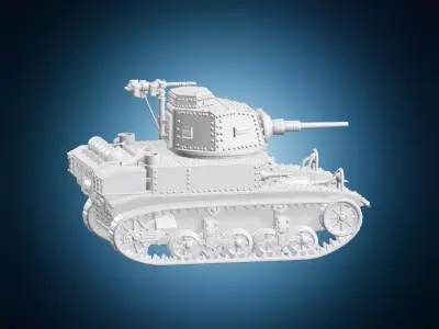 Military Light Tank Armored Vehicle Miniature 3D print model