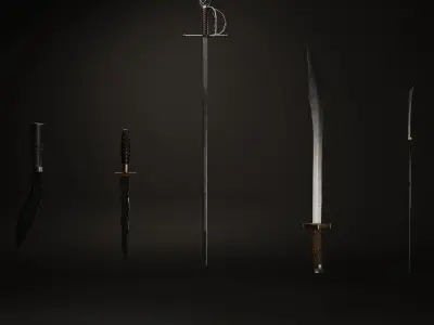 30 Weapons in 1 pack Including textures Low-poly 3D model