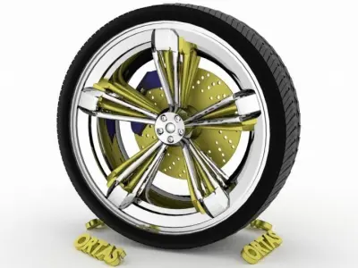 ORTAS CAR WHEEL RIM 101 GAME READY WHEEL RIM TIRE 3D model