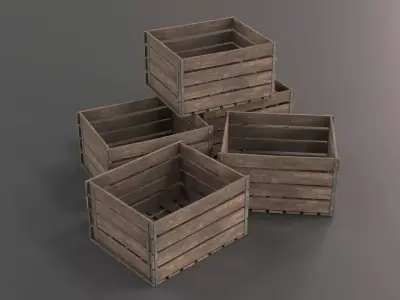 Wood Box - Crate - Empty - Low poly - 3D - Game Ready Low-poly 3D model