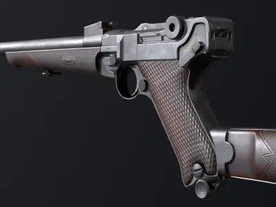 PBR Luger 1902 Carbine Low-poly 3D model