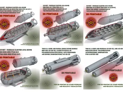 Cluster air bombs Russian Ukrainian war 3D Printable Collection 3D Model Pack