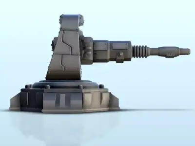 Laser gun turret on axis 2  supported version - Future Sci-Fi SF 3D print model