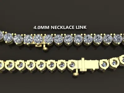 3-PRONG TENNIS DIAMOND NECKLACE LINK 4MM 3D print model