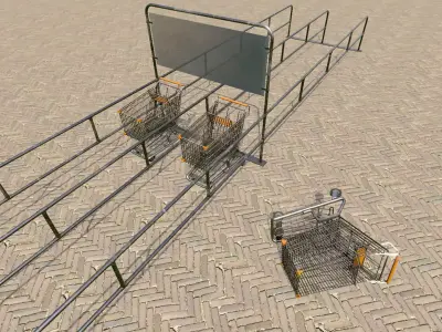 Shopping Trolley - Shopping Cart Low-poly 3D model