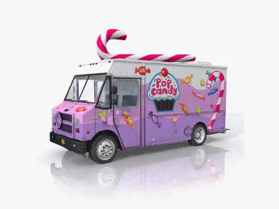 Food Trucks Collection Low-poly 3D model