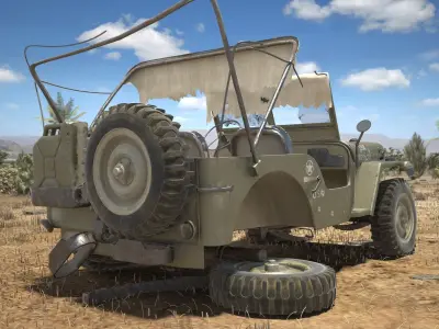 Jeep Willys Damaged 3D model