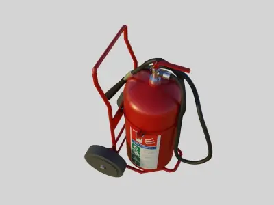 Wheeled Fire Extinguisher - Safety and Emergency Equipment Low-poly 3D model