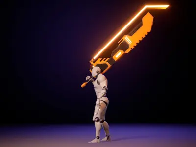 Sci-Fi  Heavy Sword Low-poly 3D model